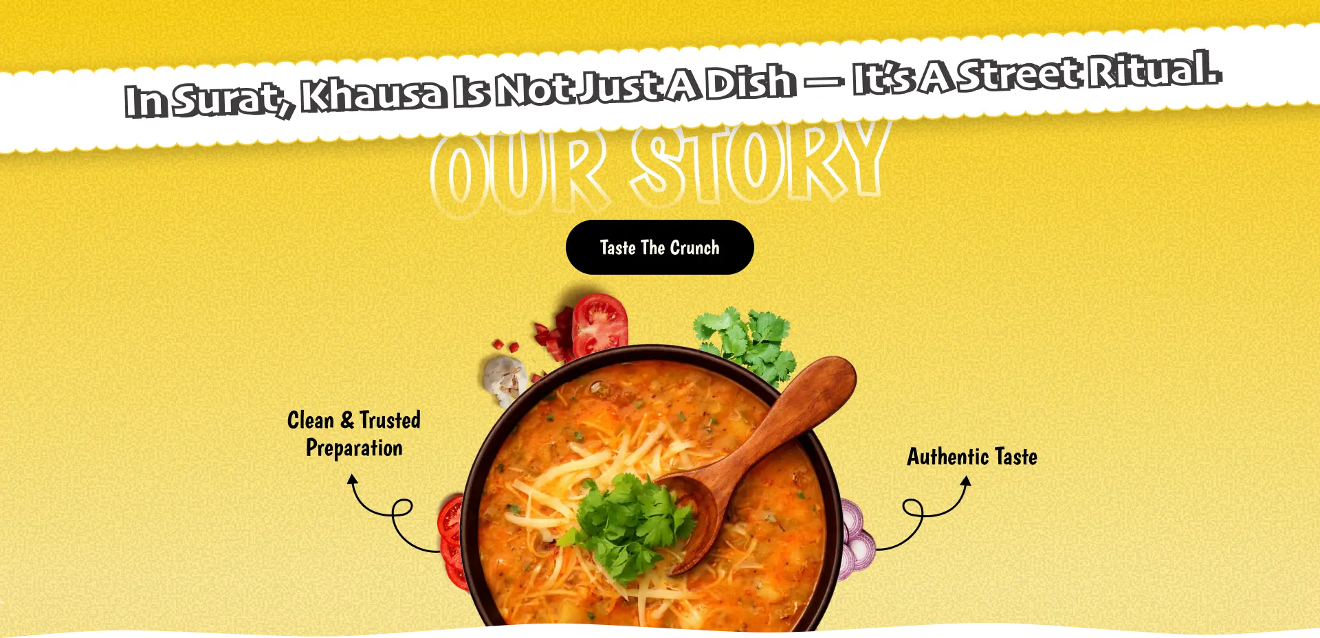 Promotional graphic for Khausa with a bowl of soup and text about its street ritual status.